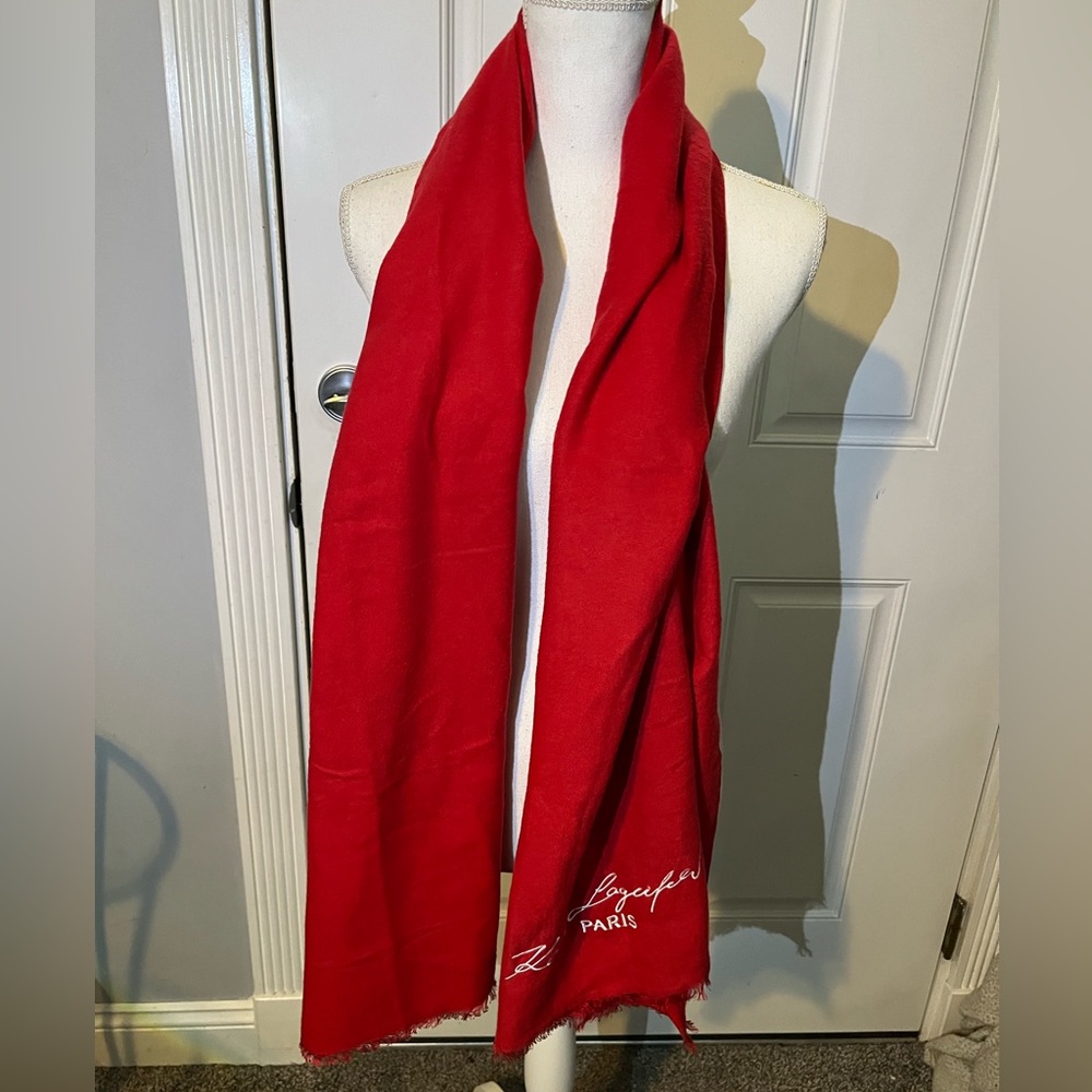Karl Lagerfeld Paris Oversized Red Logo Scarf